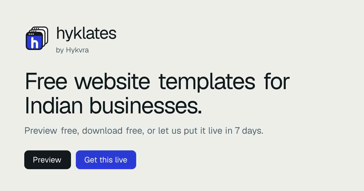 Hyklates: free website templates for Indian businesses